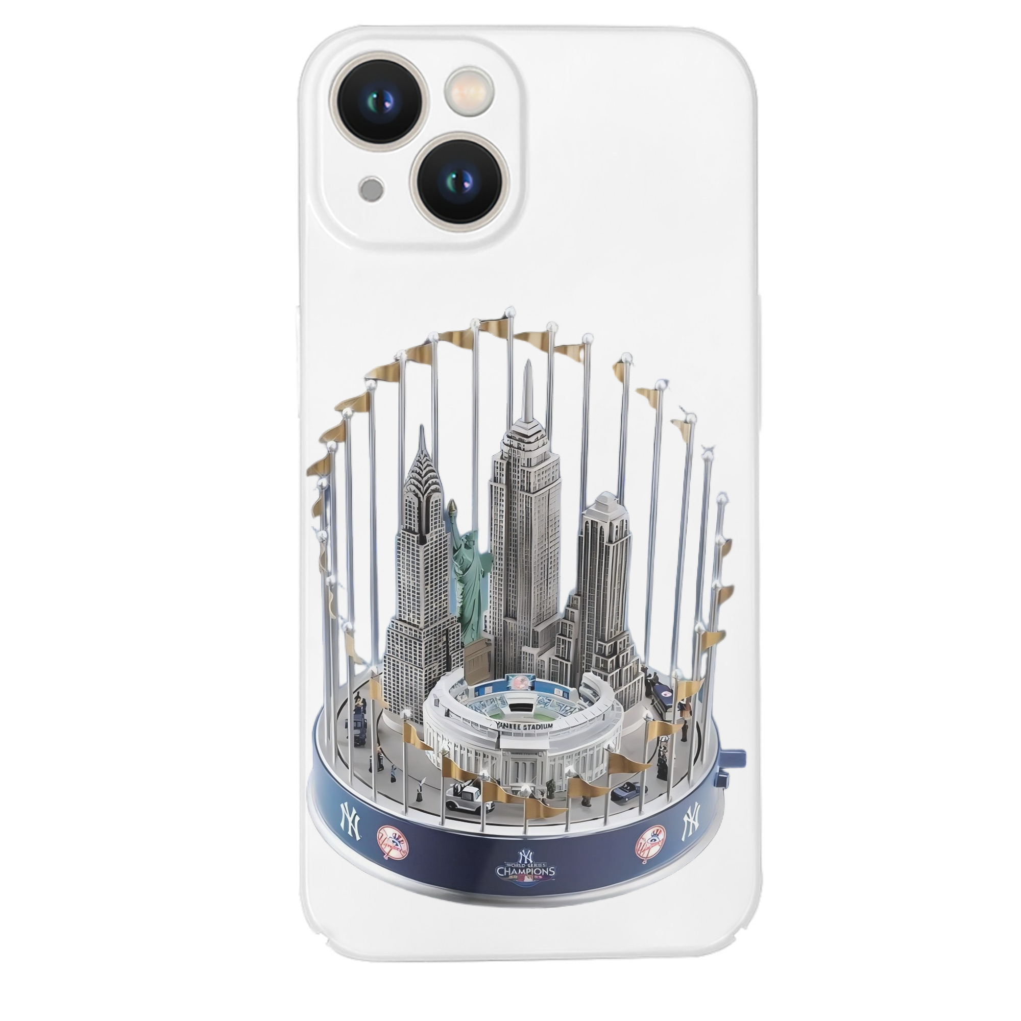 New York Yankees WS Champions Cup IPhone 14 Series Full-Cover Hard Case – Shockproof With Raised Camera Protection – Precise Cutouts, Wireless Charging Compatible – Durable, Anti-Yellowing, Easy To Clean